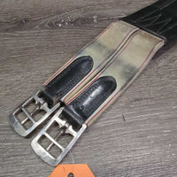 Narrow Padded Leather Girth, 1x els *vgc, clean, mnr stains, hairy seams & creases, older?
