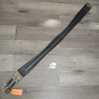 Narrow Padded Leather Girth, 1x els *vgc, clean, mnr stains, hairy seams & creases, older?
