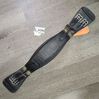 Padded Leather Short - Dressage Girth, 2x els *gc, clean, sticky, stains, stretched els, pulled/loose stitching

