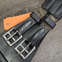 Padded Leather Short - Dressage Girth, 2x els *gc, clean, sticky, stains, stretched els, pulled/loose stitching
