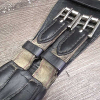 Padded Leather Short - Dressage Girth, 2x els *gc, clean, sticky, stains, stretched els, pulled/loose stitching
