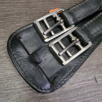 Padded Leather Short - Dressage Girth, 2x els *vgc, clean, older, mnr creases & rubs
