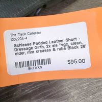 Padded Leather Short - Dressage Girth, 2x els *vgc, clean, older, mnr creases & rubs
