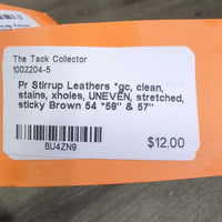 Pr Stirrup Leathers *gc, clean, stains, xholes, UNEVEN, stretched, sticky
