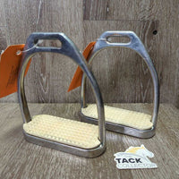 Hvy Fine Stirrup Irons, grips *gc, clean, rubs, scratches, chipped grips, stains, scrapes
