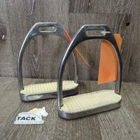 Hvy Fine Stirrup Irons, grips *gc, clean, rubs, scratches, chipped grips, stains, scrapes
