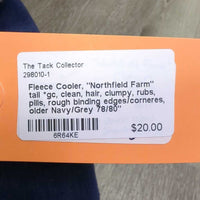 Fleece Cooler, "Northfield Farm" tail *gc, clean, hair, clumpy, rubs, pills, rough binding edges/corneres, older
