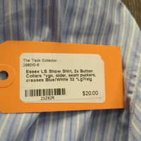 LS Show Shirt, 2x Button Collars *vgc, older, seam puckers, creases
