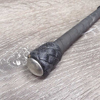 Leather Wrapped Riding Whip - Crop, braided cap end *gc, dings/holes, faded?
