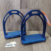 Pr Metal Wide Base Stirrup Irons, bling *gc, clean, mnr dirt, rubs, scuffs, missing bling, bubbled, chipped
