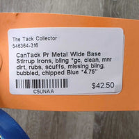 Pr Metal Wide Base Stirrup Irons, bling *gc, clean, mnr dirt, rubs, scuffs, missing bling, bubbled, chipped
