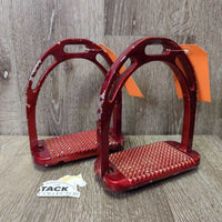 Pr Wide Base Stirrup Irons, bling *gc, mnr dirt, scuffs, rubs, rust, spray paint: bubbled, chipped
