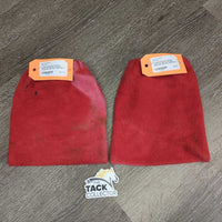 2 Fleece Stirrup Iron Covers, elastic top *gc/fair, dirt, gunk, discolored, rubs, pilly, stains
