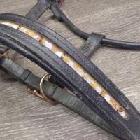 Padded Leather Halter, adj, snap *gc, dirty, film, removed bling
