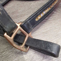 Padded Leather Halter, adj, snap *gc, dirty, film, removed bling
