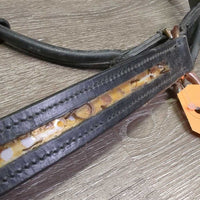 Padded Leather Halter, adj, snap *gc, dirty, film, removed bling
