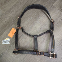 Padded Leather Halter, adj, snap *gc, dirty, film, removed bling
