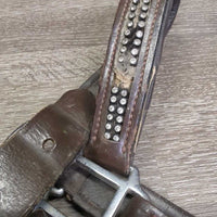 Padded Leather Halter, adj, snap *fair/gc, BROKEN Snap, dirty, Missing Bling, rubs, scrapes, film
