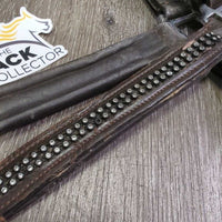 Padded Leather Halter, adj, snap *fair/gc, BROKEN Snap, dirty, Missing Bling, rubs, scrapes, film

