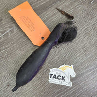 "Soft Touch" Plastic Handle Hoof Pick, brush *fair, bent bristles, v.dirty, torn loop
