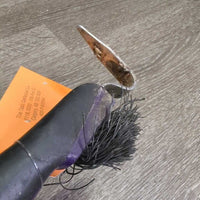"Soft Touch" Plastic Handle Hoof Pick, brush *fair, bent bristles, v.dirty, torn loop
