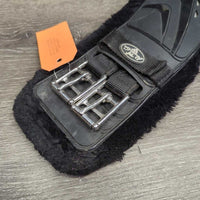 Contoured Short Girth, fleece liner, 2xels, dring *vgc, clean, bent edge, rubs, hair, residue
