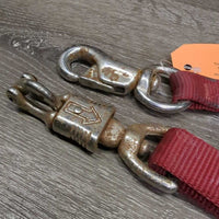 Nylon Trailer Tie, quick release, bull snap *gc, rust, sniff release, rubbed, frays, mnr stains, dirt, hair

