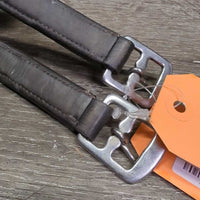 Narrow Soft Nylon Lined Stirrup Leathers *vgc, dents, rubs, scrapes, mnr stretched holes
