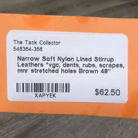 Narrow Soft Nylon Lined Stirrup Leathers *vgc, dents, rubs, scrapes, mnr stretched holes
