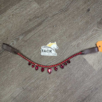 Teardrop U Shaped Narrow Leather & Bling Browband *vgc, mnr film/dirt
