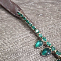 Teardrop U Shaped Narrow Leather & Bling Browband *vgc, mnr film, dirt
