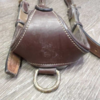 FS Padded Adjustable Leather & Elastic Breastplate, Snaps *vgc/gc, mnr dirt, rubs, scrapes & faded spots, oxidized
