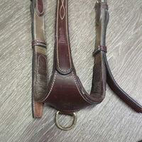 FS Padded Adjustable Leather & Elastic Breastplate, Snaps *vgc/gc, mnr dirt, rubs, scrapes & faded spots, oxidized
