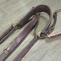 FS Padded Adjustable Leather & Elastic Breastplate, Snaps *vgc/gc, mnr dirt, rubs, scrapes & faded spots, oxidized
