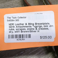 Leather & Bling Breastplate, Girth Attachments *vgc/gc, mnr dirt, rubs, scrapes, stains & creases, dry, stiff
