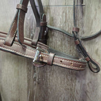 Rsd/FS Bridle, Braided Reins *gc/vgc, clean & dirt residue/film, stiff, dry, mnr scratches, scrapes & rubs
