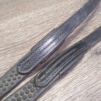 Soft Rubber Reins, stoppers *gc/fair, dry, stiff, peeled off dots, v.rubbed, residue, stiff spot
