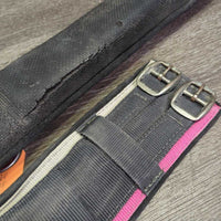 Neoprene & Nylon Web Lungeing Surcingle, Neoprene Girth *fair/poor, v.faded, UNSTITCHED, PEELING, cracks, Rusty, frayed holes, stiff, dry, rough

