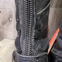 Field Boots, zips *gc, clean, missing Logo Tab, rubs, holey edges, stiff zipper, faded spots, dings

