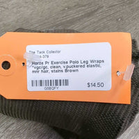 Pr Exercise Polo Leg Wraps *vgc/gc, clean, v.puckered elastic, mnr hair, stains
