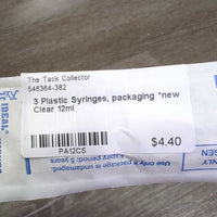 3 Plastic Syringes, packaging *new
