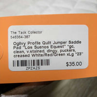 Quilt Jumper Saddle Pad "Los Suenos Equest" *gc, clean, v.stained, dingy, puckers, creased
