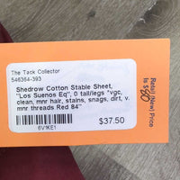 Cotton Stable Sheet, "Los Suenos Eq", 0 tail/legs *vgc, clean, mnr hair, stains, snags, dirt, v. mnr threads
