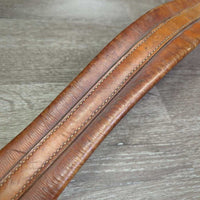 Narrow Leather Girth, 1x els *gc/fair, clean, vintage, stiff, stained, scrapes, chews, creases, rust

