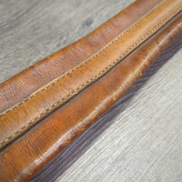 Narrow Leather Girth, 1x els *gc/fair, clean, vintage, stiff, stained, scrapes, chews, creases, rust
