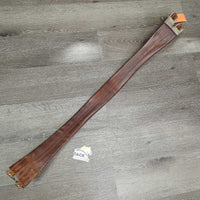 Narrow Leather Girth, 1x els *gc/fair, clean, vintage, stiff, stained, scrapes, chews, creases, rust
