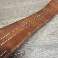 Narrow Leather Girth, 1x els *gc/fair, clean, vintage, stiff, stained, scrapes, chews, creases, rust
