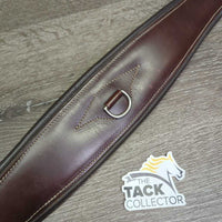 Padded Leather Girth, 2x els, x3 d rings *vgc, clean, film, mnr dirt, hair, cuts, discolour spots, rubs, puckered els
