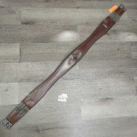 Padded Leather Girth, 2x els, x3 d rings *vgc/gc, clean, hair, residue, rubs, scrapes, stains
