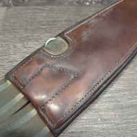 Padded Leather Girth, 2x els, x3 d rings *vgc/gc, clean, hair, residue, rubs, scrapes, stains
